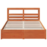 Bed Frame with Headboard Wax Brown 140 x 200 cm Solid Pine Wood 3422732