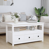 ZNTS Coffee Table White 102x49x55 cm Solid Wood Pine 820932