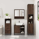 ZNTS 3 Piece Bathroom Furniture Set Brown Oak Engineered Wood 3301059