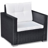 ZNTS 6 Piece Garden Lounge Set with Cushions Poly Rattan Black 42743