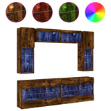 6 Piece TV Wall Cabinet Set with LED Lights Smoked Oak 3216801
