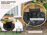 String Rattan Egg Chair, with Padded Seat Cushion - Sand/Black T3398P315393