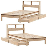 Bookcase Bed without Mattress 90x200 cm Solid Wood Pine 3309818