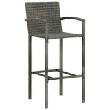 5 Piece Outdoor Bar Set with Armrest Poly Rattan Grey 3064809