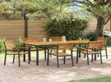 Garden Dining Set 7 pcs Black Solid Acacia Wood 3284403