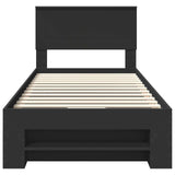 Bed Frame with Headboard Black 80 x 200 cm Engineered Wood 3408810