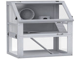 Wooden Hamster Cage with Detachable 32cm Deep Bottom, Hut, Seesaw, Exercise Wheel, Ramp, 60 x 40 x T3398P425407