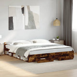 Bed Frame with Drawers without Mattress Smoked Oak 180x200 cm Super King 3280731