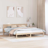Bed Frame with Headboard Natural 200 x 200 cm Solid Pine Wood 873259