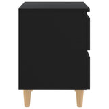 ZNTS Bed Cabinets with Solid Pinewood Legs 2 pcs Black 40x35x50 cm 805854