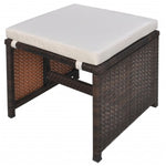 5 Piece Outdoor Dining Set with Cushions Poly Rattan Brown 42600