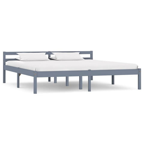 Bed Frame without Mattress Grey Solid Pine Wood 160x200 cm 283200