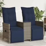 Reclining Garden Sofa 2-Seater with Table Grey Poly Rattan 365719