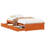 Bed Frame with Drawer with Storage Wax Brown Solid Pine Wood 3423811
