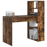Desk with Shelf Smoked Oak 113 x 54 x 120 cm Engineered Wood 869278