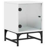 Bedside Cabinets with Glass Doors 2 pcs White 35x37x50 cm 836519
