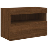 TV Wall Cabinet with LED Lights Brown Oak 60x30x40 cm 837195