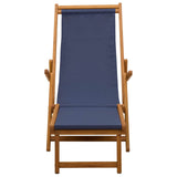 Folding Sun Lounger 3 Position Solid Eucalyptus Wood Blue 42024915