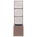 46936 Trellis Raised Bed with 1 Pot 30x30x107 cm Poly Rattan Brown