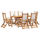 7 Piece Garden Dining Set Solid Wood Acacia and Textilene 3279287