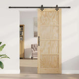 Sliding Door Manual Natural and black 78 x 211 cm 3333528