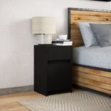 ZNTS Bedside Cabinet with LED Lights Black Engineered Wood 852013