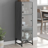 Highboard with Glass Doors Grey Sonoma 35x37x120 cm 836565