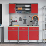 Work Cabinet with Drawer 7 pcs Red Engineered Wood and Steel 3321431