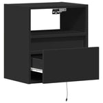 ZNTS Wall-mounted Bedside Cabinet with LED Lights Black 3307977
