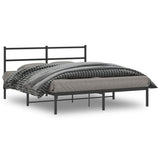 Metal Bed Frame without Mattress with Headboard Black 160x200cm 355368