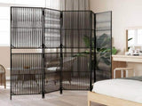 Room Divider 5 Panels Black Poly Rattan 365396