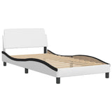 Bed Frame with LED without Mattress "Hvar" White and Black 100x200 cm 3213919