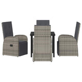Garden Dining Set with Cushion 5 pcs Grey Poly Rattan 3379500