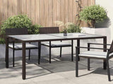 Garden Table 150x90x75 cm Tempered Glass and Poly Rattan Brown 316704