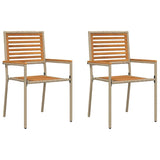 Garden Stacking Chairs 2 pcs Brown and Beige 42006824