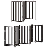 Dog Gate with Door Foldable 9 Panels Black 450 cm Poplar Wood 3155712