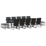 Garden Dining Set 15 pcs Black Steel 3335866
