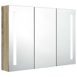 LED Bathroom Mirror Cabinet 89x14x62 cm Oak 326529