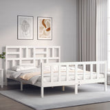 Bed Frame without Mattress White King Size Solid Wood Pine 3193082