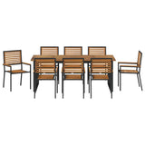 Garden Dining Set 9 pcs Black Solid Acacia Wood 3365469
