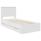 Bed Frame with Drawer White 90 x 200 cm Engineer Wood 3411152