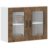 Kitchen Wall Cabinet with Glass Door Kalmar Smoked Oak Engineered Wood 853612