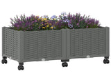 Garden Planter with Wheels Light Grey 80 x 40 x 48 cm PP 3422962