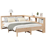 ZNTS Bookcase Bed without Mattress 150x200 cm King Size Solid Wood Pine 3324418