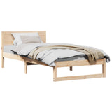 Bed Frame with Headboard Natural 90 x 190 cm Solid Pine Wood 873295