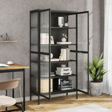 Highboard Black 85x40x180 cm Glass and Steel 353004