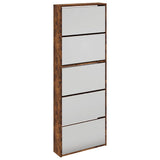 Shoe Cabinet with Mirror 5-Layer Smoked Oak 63x17x169.5 cm 3228283