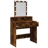 Dressing Table with LED Smoked Oak 80x41x144.5 cm 848182