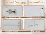 Storage Cabinet with 2 Doors, Wooden Buffet Sideboard with Adjustable Shelf and Metal Handles, N896P457077W