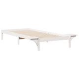 Bed Frame with Side Tables White 90 x 220 cm Solid Pine Wood 873242